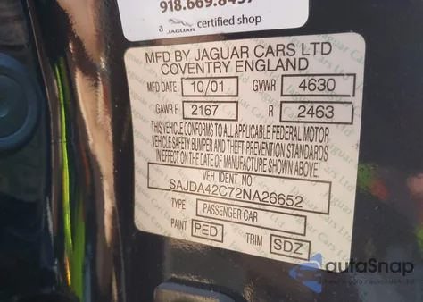 2002 Jaguar Xk8 z USA, uszkodzony, nr VIN SAJDA42C72NA26652